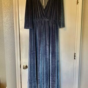 Baltic born xxl blue velvet maxi dress